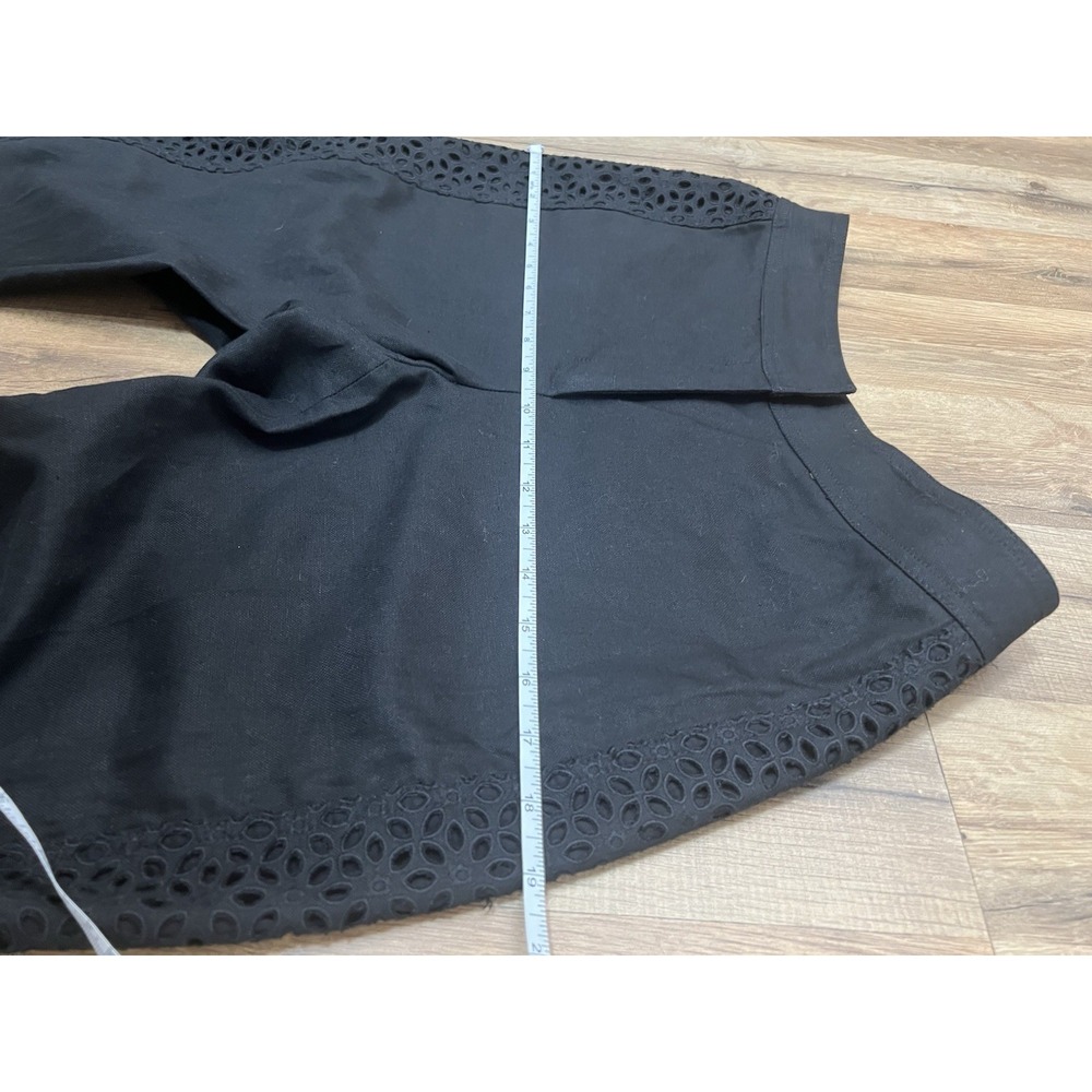 Talbots Petite Black Dress Pants Lace Trim Lined Cotton Linen Blend Sz 4 - Picture 12 of 12
